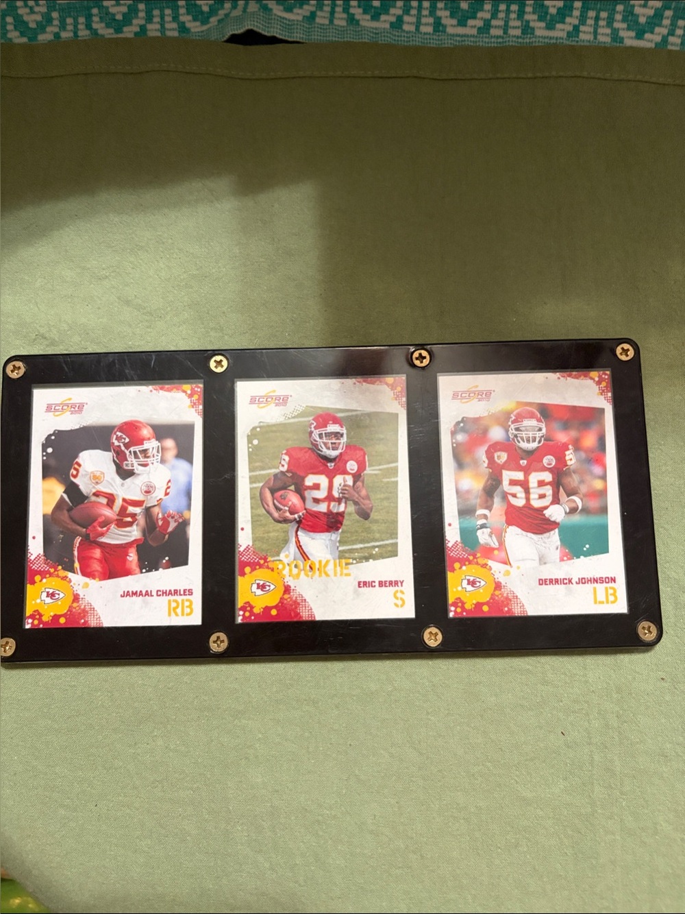 3 Kansas City Chiefs Football Cards Framed